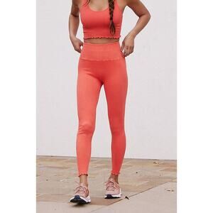 Daily Practice by Anthropologie M/L Dana Cropped Seamless Leggings Paprika Coral